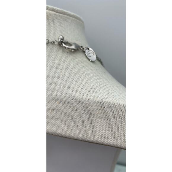 Charming Charlie Silver Tone Faux Pearl & Black Rhinestone Y Drop Necklace - Picture 4 of 4